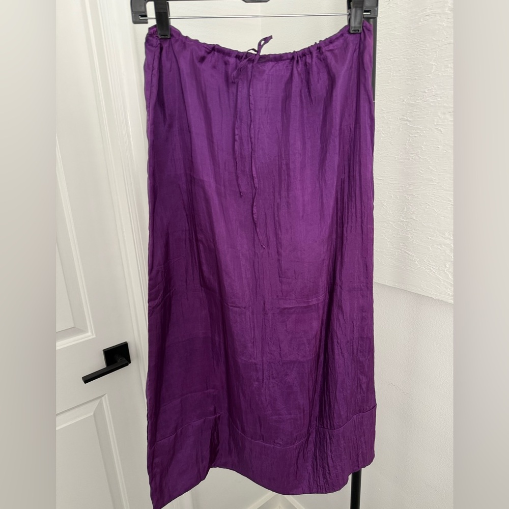 100% Silk Purple Midi Skirt by Yellow Lotus